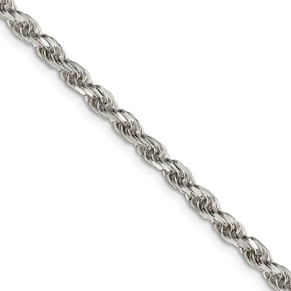3.5mm Sterling Silver, Diamond Cut Solid Rope Chain Necklace, 28 Inch - Picture 1 of 8